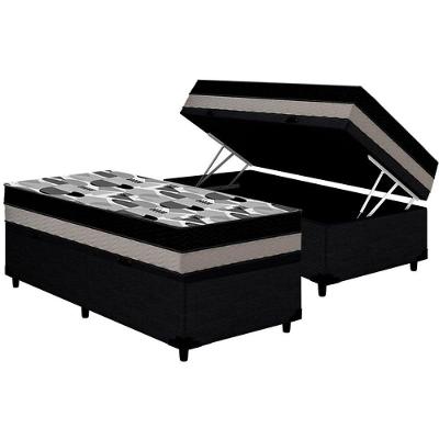 Cama Box Baú Solteiro com Colchão Ortopédico Double Face Courano Preto Ortobom Costa Rica
