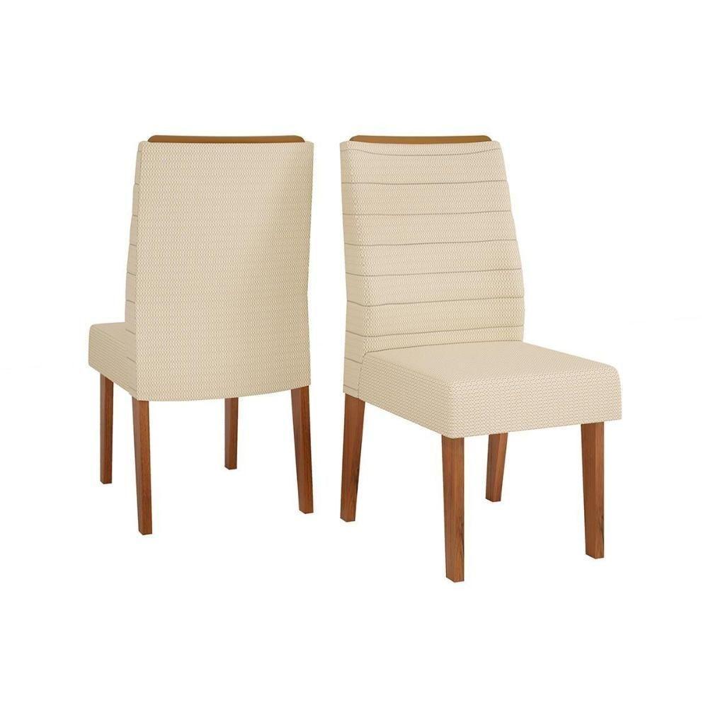 Cadeira Sala de Jantar Ondina Kit 2 Un Freijo/Linho Neve - DJ Móveis - 1