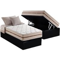 Cama Box Baú Solteiro: Colchão Molas Ensacadas Anjos MasterPocket Classic + Base CRC Suede Black(88x188) - 1