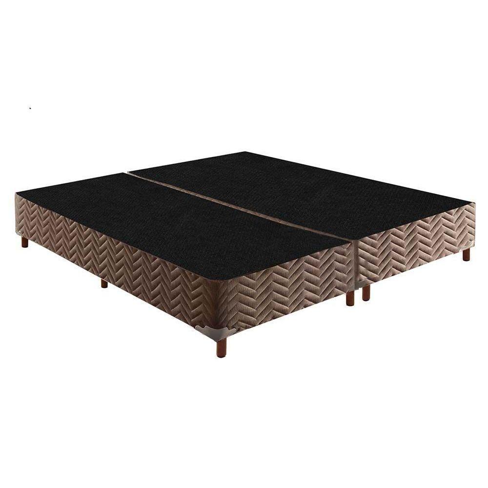 Cama Box Base King Sommier Rústico Bordado Brown (193x203x30) - Paropas - 1