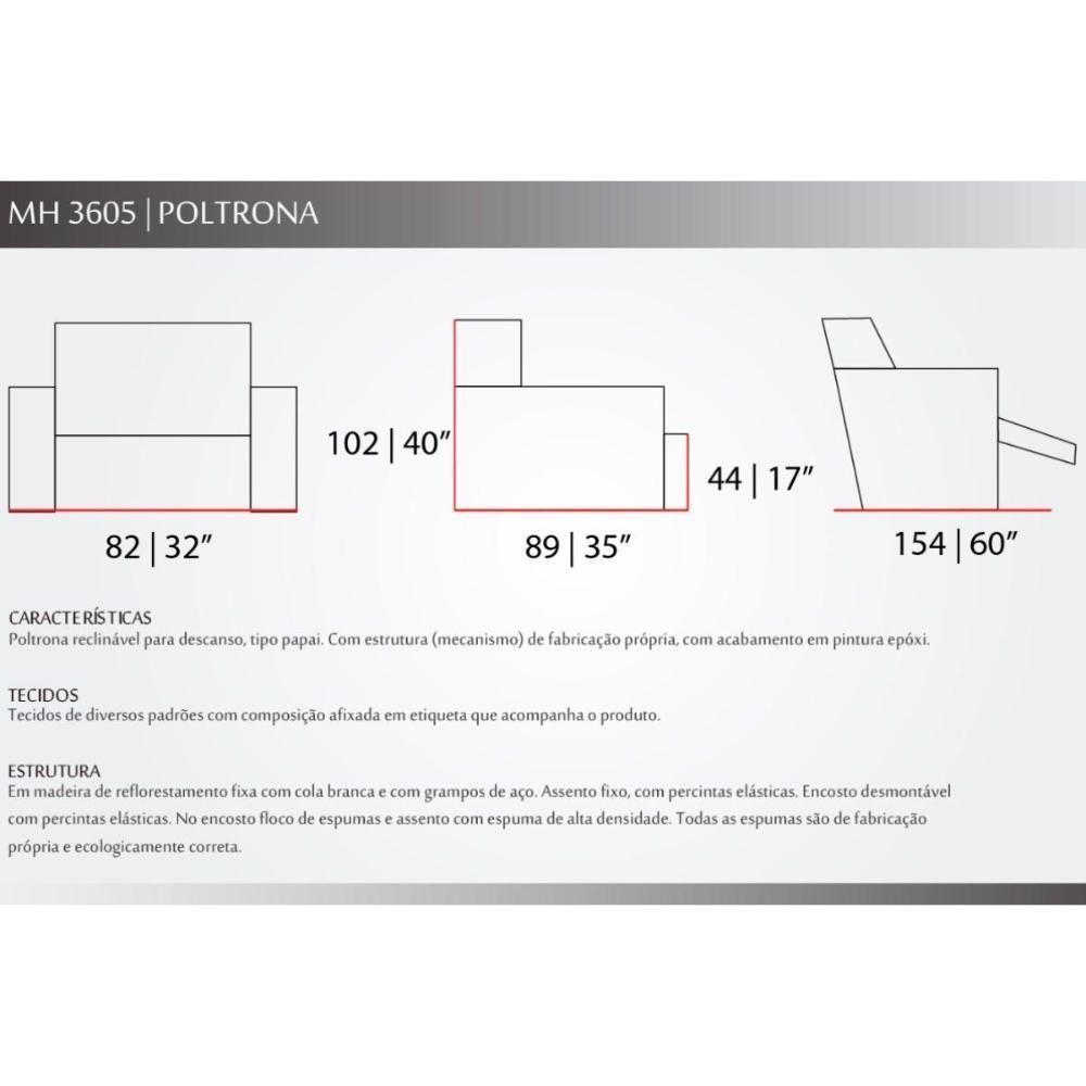 Poltronas de Amamentação Reclinável Idea MH3605 Two Way Courano Preto - Herval - 2