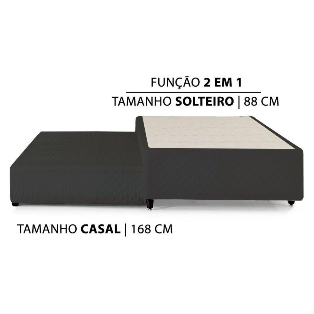 Cama Box Base c/Auxiliar Solteiro MH1453 Bordado Black (88x188x32) - Herval - 2