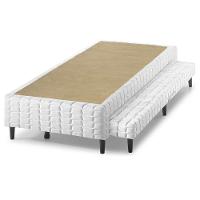 Cama Box Base c/Auxiliar Solteiro Bordado White (88x188x25) - Anjos - 1
