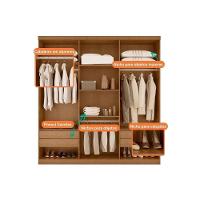 Guarda Roupa Casal Filadélfia 6 Portas e 4 Gavetas c/ Pés Naturale/Off White - Rufato - 3