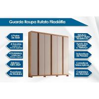 Guarda Roupa Casal Filadélfia 6 Portas e 4 Gavetas c/ Pés Naturale/Off White - Rufato