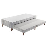 Cama Box Base c/Auxiliar Solteiro Universal Tecido Bordado White (88x188x30) - Paropas - 1