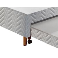 Cama Box Base c/Auxiliar Solteiro Universal Tecido Bordado White (88x188x30) - Paropas - 2