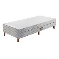 Cama Box Base c/Auxiliar Solteiro Universal Tecido Bordado White (88x188x30) - Paropas