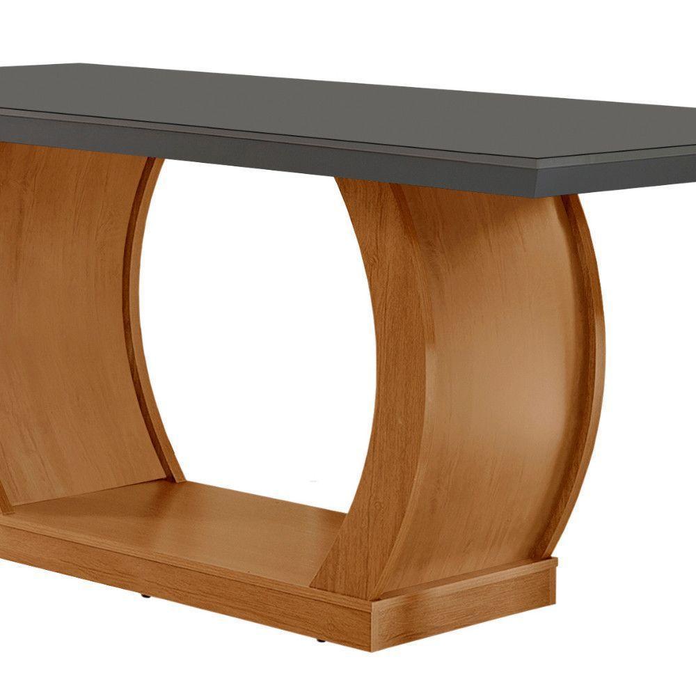 Mesa Para Sala De Jantar 180cm Milena Em Mdf E Vidro Grafite/ Imbuia/ Serig. Grafite - 4