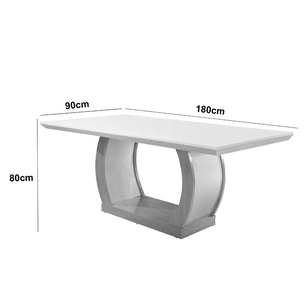 Mesa Para Sala De Jantar 180cm Milena Em Mdf E Vidro Grafite/ Imbuia/ Serig. Grafite - 5