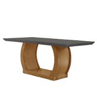 Mesa Para Sala De Jantar 180cm Milena Em Mdf E Vidro Grafite/ Imbuia/ Serig. Grafite - 1