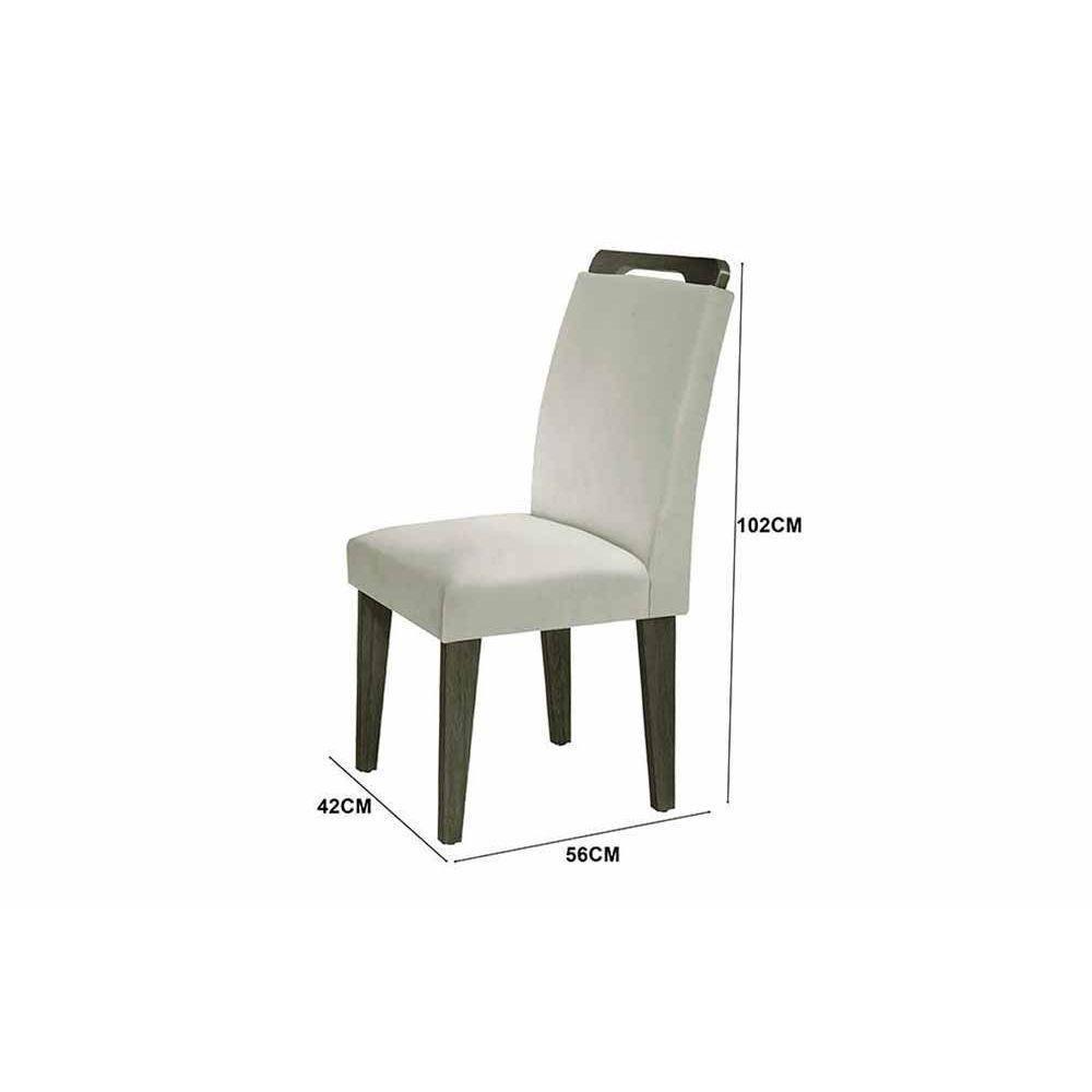 Kit 2 Cadeiras Sala Jantar Athenas Madeira 2 Un Capuccino-veludo Creme - Rufato - 4