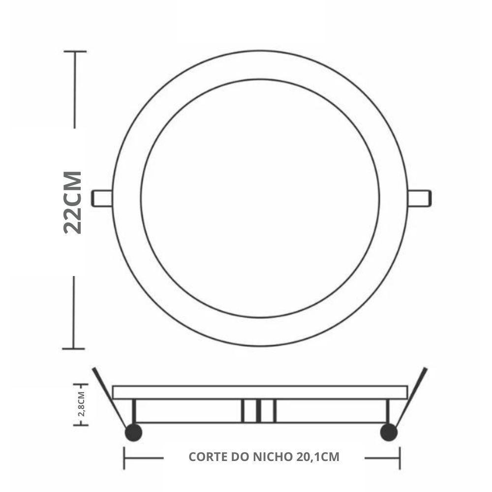 10 Painéis Placa De Led Taschibra 18w Lys Redondo Embutir 3000k Luz Quente - 3