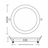 10 Painéis Placa De Led Taschibra 18w Lys Redondo Embutir 3000k Luz Quente - 3