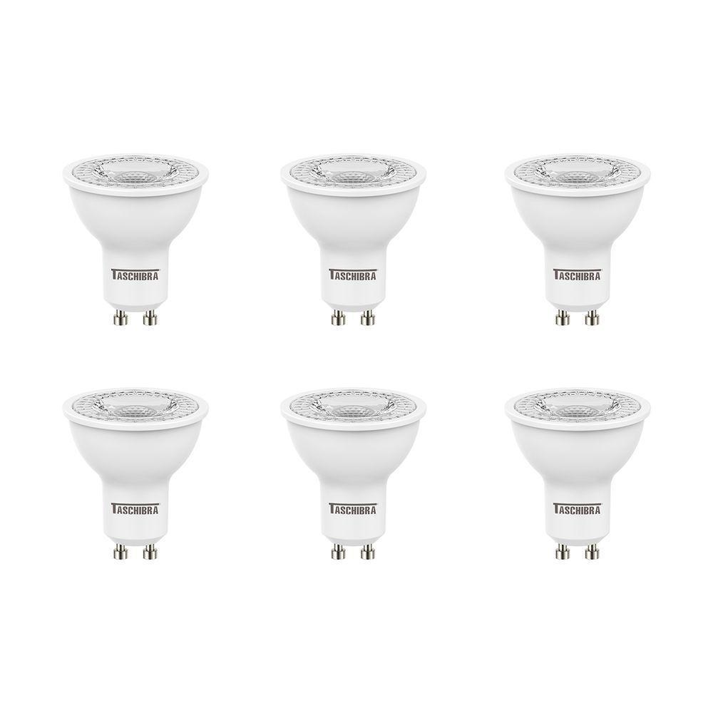 Kit 6 Lâmpadas Led Dicroica Mr16 Tdl 7w Taschibra Bivolt 2700k Luz Quente - 1