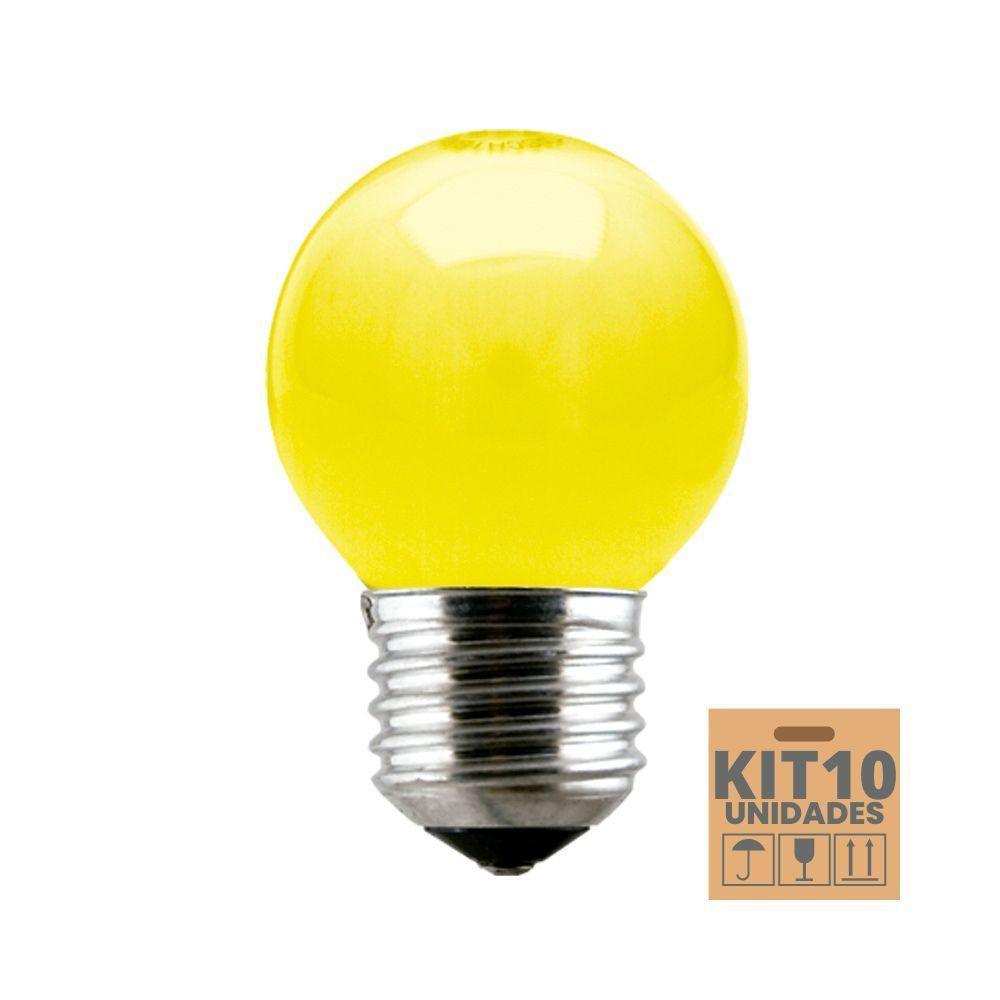 Kit 10 Lâmpadas Incandescente Taschibra Bolinha 15w E27 110v Amarela - 1