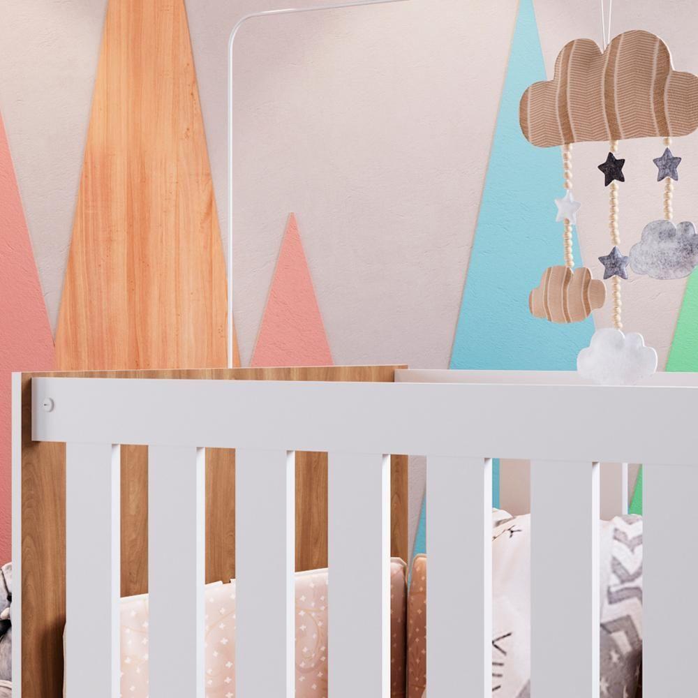 Berço Mini Cama 3 Em 1 La003 Nogal Manchester Branco Comm Nogal Manchester Branco - 2