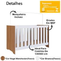 Berço Mini Cama 3 Em 1 La003 Nogal Manchester Branco Comm Nogal Manchester Branco - 17