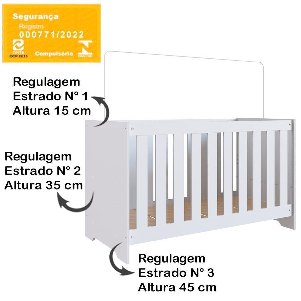 Berço Mini Cama 3 Em 1 La003 Branco Comm Branco - 7