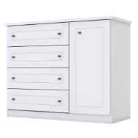 Cômoda Americana 4 Gavetas 1 Porta Henn Branco - 2