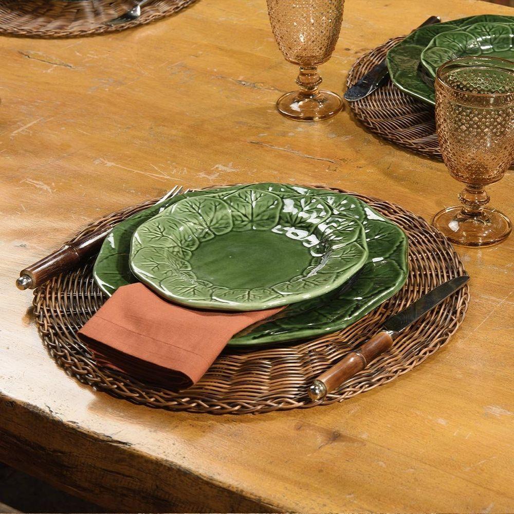 Prato De Sobremesa Copa E Cia Versailles Leaf Em Cerâmica Artesanal Verde - 2