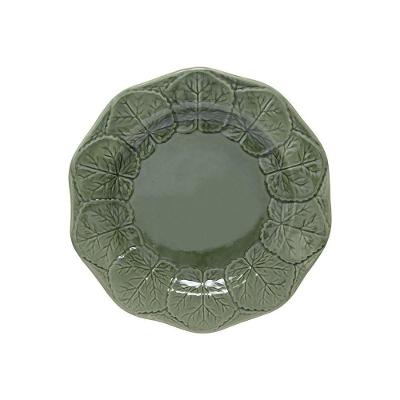 Prato De Sobremesa Copa E Cia Versailles Leaf Em Cerâmica Artesanal Verde