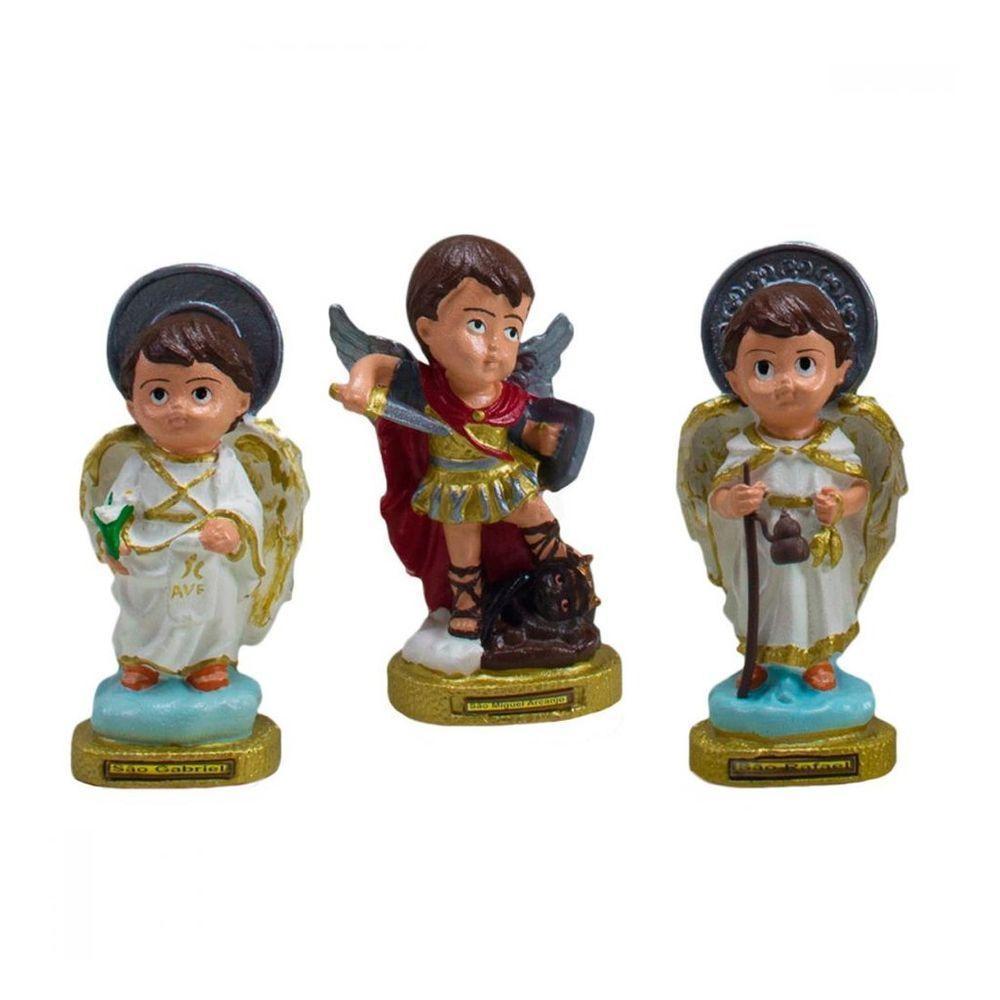 Kit Imagem Três Arcanjos Bebê Em Borracha 16cm - 1