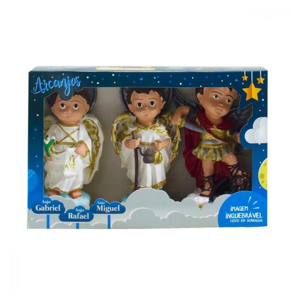 Kit Imagem Três Arcanjos Bebê Em Borracha 16cm - 2