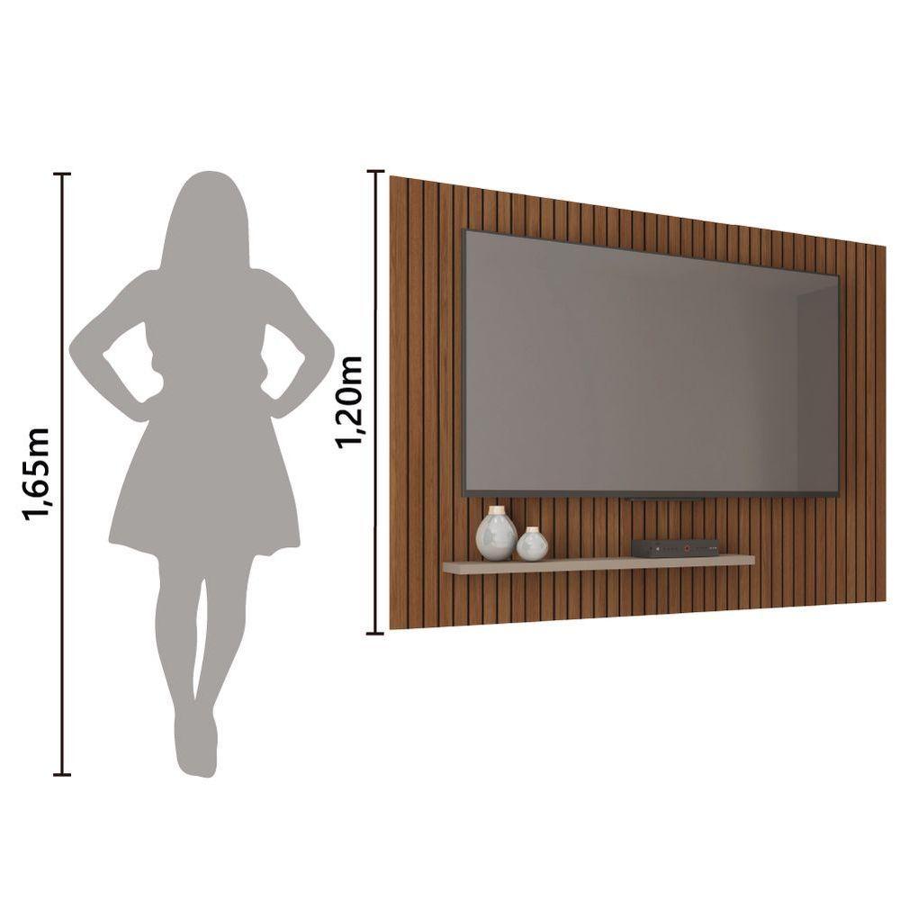 Painel para TV até 75 Polegadas 1,80m Ripado com Prateleira França Fendi-Havana Caemmum - 4