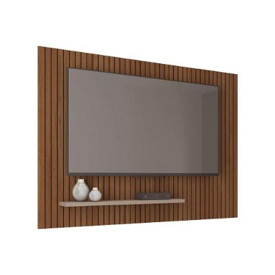 Painel para TV até 75 Polegadas 1,80m Ripado com Prateleira França Fendi-Havana Caemmum