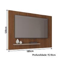 Painel para TV até 75 Polegadas 1,80m Ripado com Prateleira França Fendi-Havana Caemmum - 2