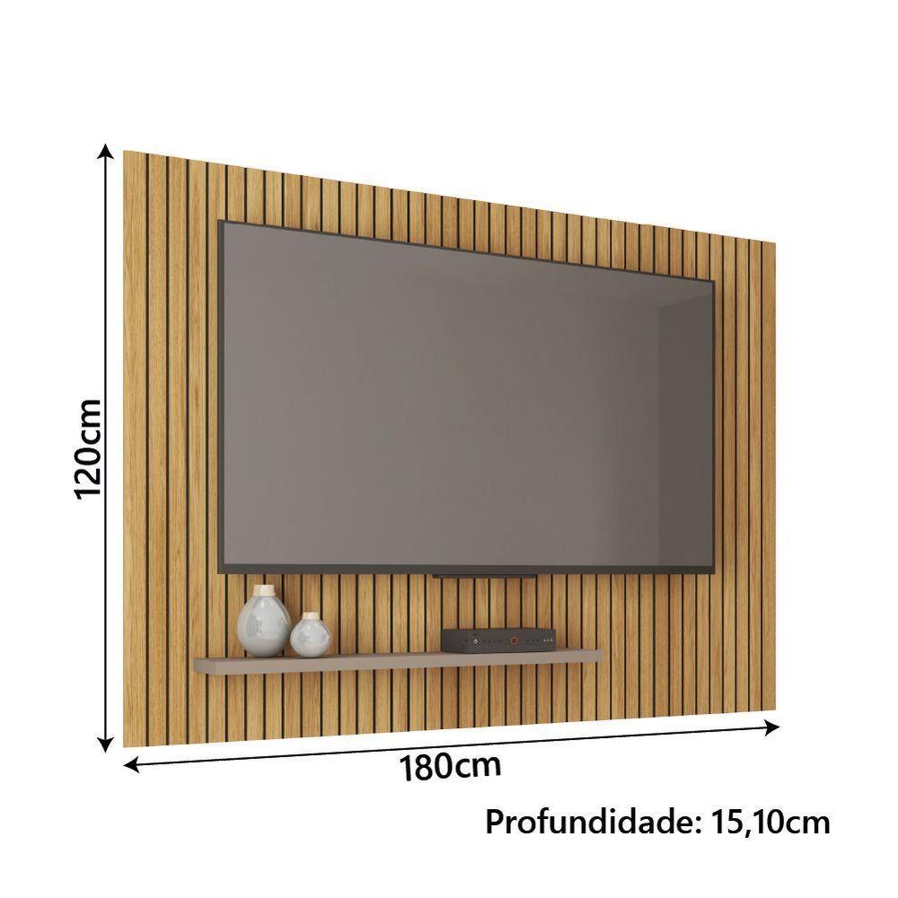 Painel Para Tv Até 75 Polegadas 1,80m Ripado Com Prateleira França Buriti - Fendi Caemmum Bur-fendi - 4