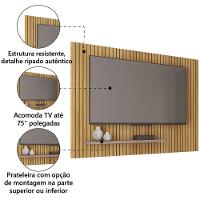 Painel Para Tv Até 75 Polegadas 1,80m Ripado Com Prateleira França Buriti - Fendi Caemmum Bur-fendi - 3