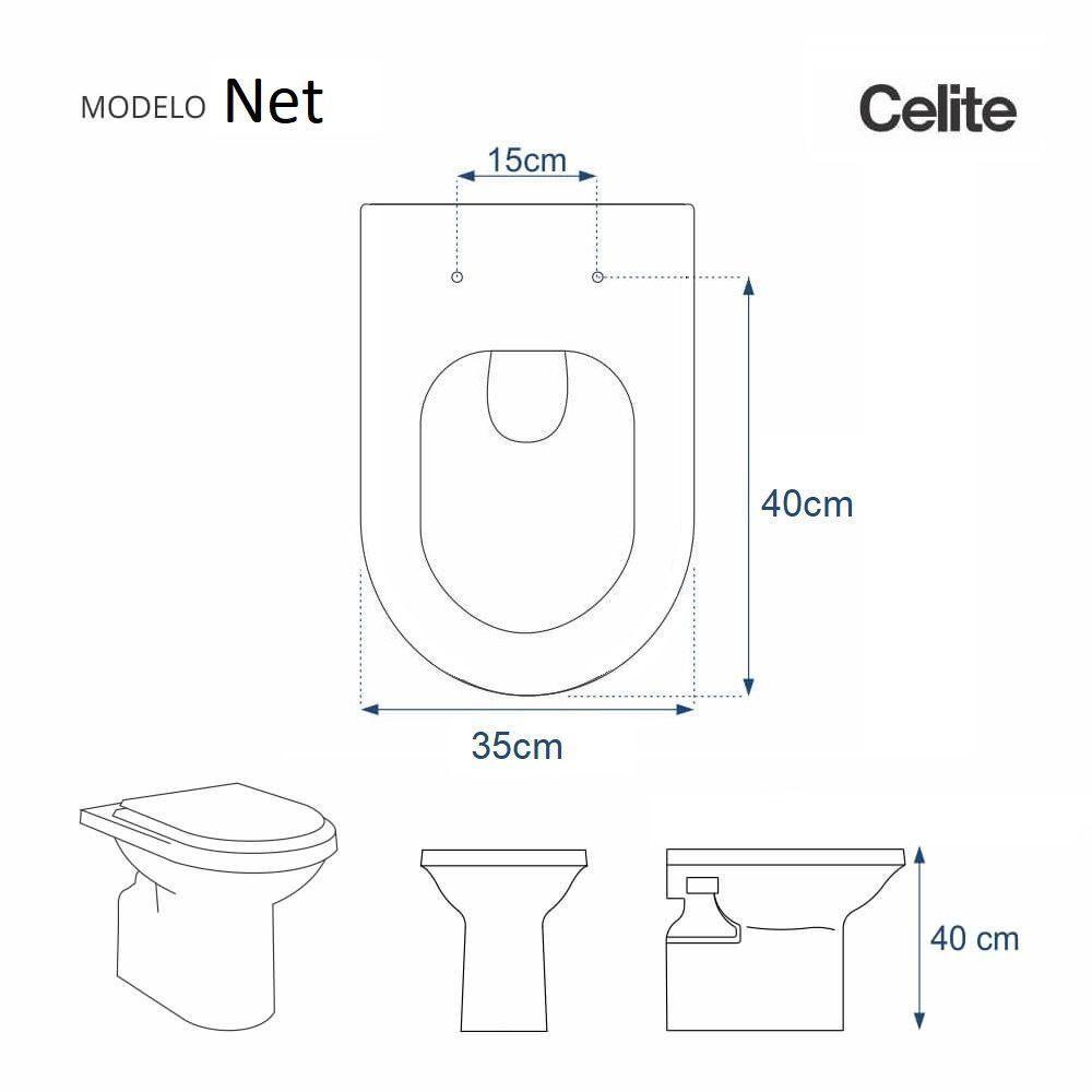 Assento Sanitário Net Branco para Vaso Celite - 7