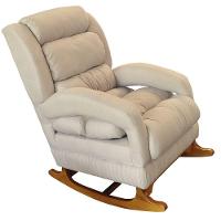 Poltrona De Amamentação Com Balanço Luna Suede Base De Madeira C05 Bege - 1