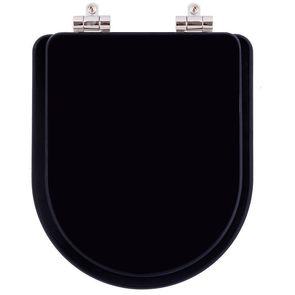 Assento Sanitário Poliester Soft Close Carrara Preto Fosco - 1