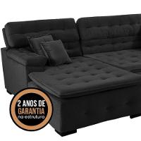 Sofá Retrátil E Reclinável Com Chaise Orlando 2.20x1.50m - Sofisticato-preto - 8
