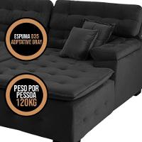 Sofá Retrátil E Reclinável Com Chaise Orlando 2.20x1.50m - Sofisticato-preto - 10