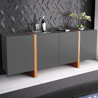 Buffet Barone 4 Portas 1 Gaveta Interna 160cm Laca Grafite - 1