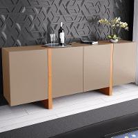 Buffet Barone 4 Portas 1 Gaveta Interna 200cm Laca Avelã - 1