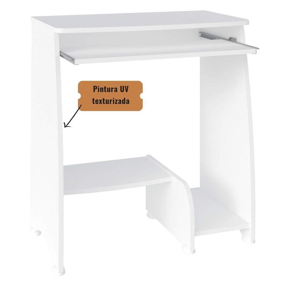 Mesa Escrivaninha Para Computador Com Prateleira Retrátil Pixel Branco - 6