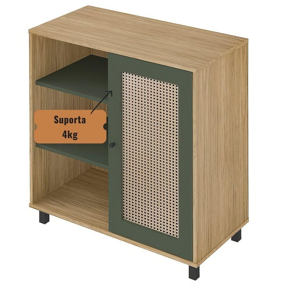 Aparador Buffet Charlotte 1 Porta Carvalho / Menta / Palha - 3