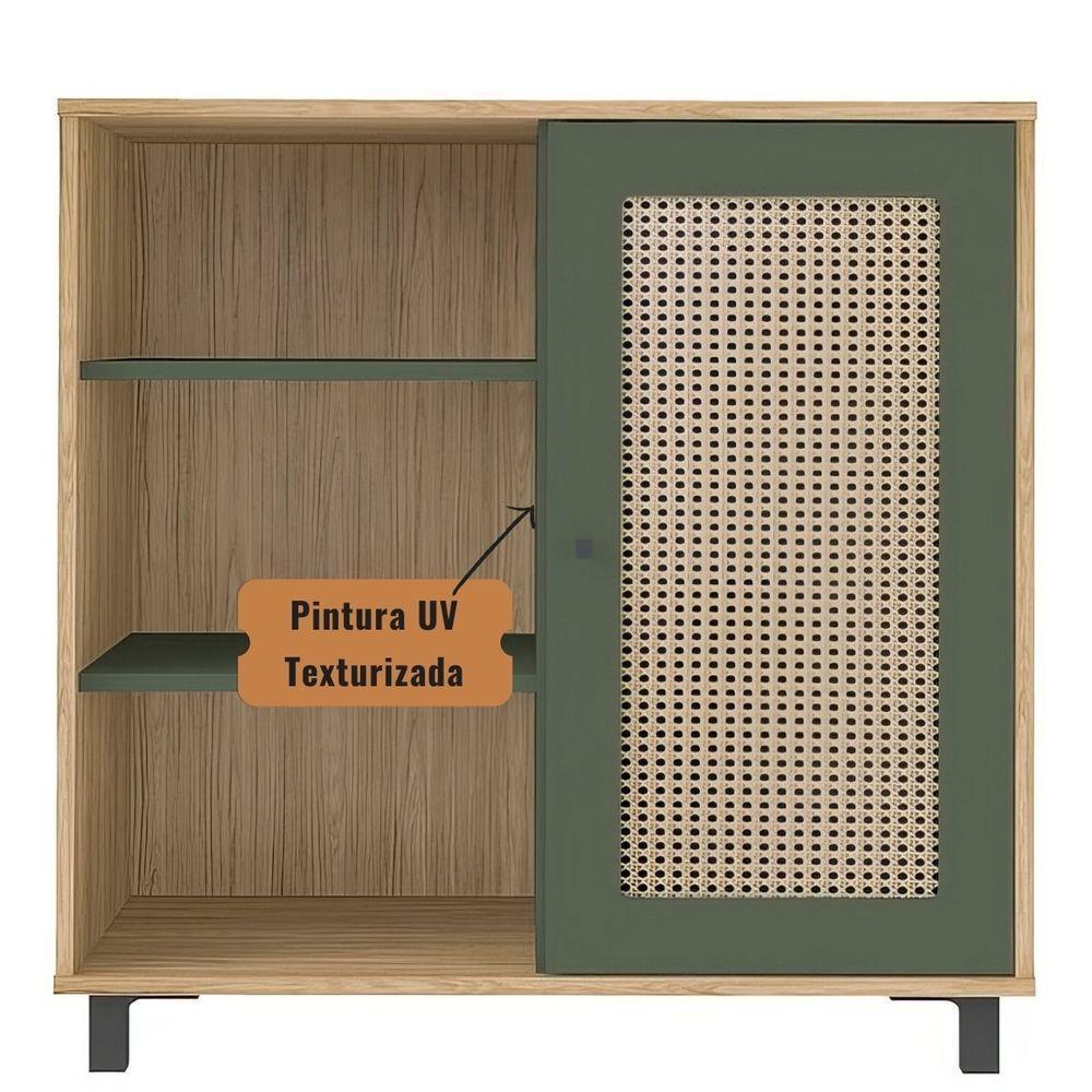 Aparador Buffet Charlotte 1 Porta Carvalho / Menta / Palha - 5