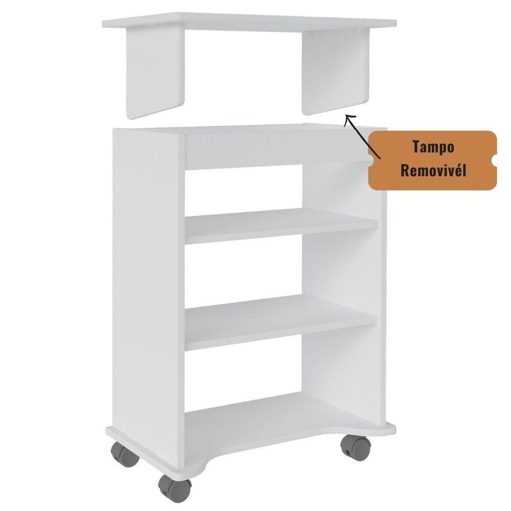 Mesa Escrivaninha Para Notebook Com Tampo Portátil Branco Branco - 5