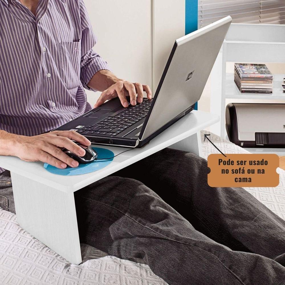 Mesa Escrivaninha Para Notebook Com Tampo Portátil Branco Branco - 7