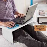 Mesa Escrivaninha Para Notebook Com Tampo Portátil Branco Branco - 7
