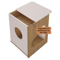 Mesa De Apoio Lateral Tampo Com Nicho E Espaço Pet Artely Carvalho | Off White - 5