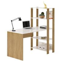 Mesa Escrivaninha Office Com Estante 3 Prateleiras Match Carvalho | Off White - 3