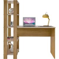 Mesa Escrivaninha Office Com Estante 3 Prateleiras Match Carvalho | Off White - 6