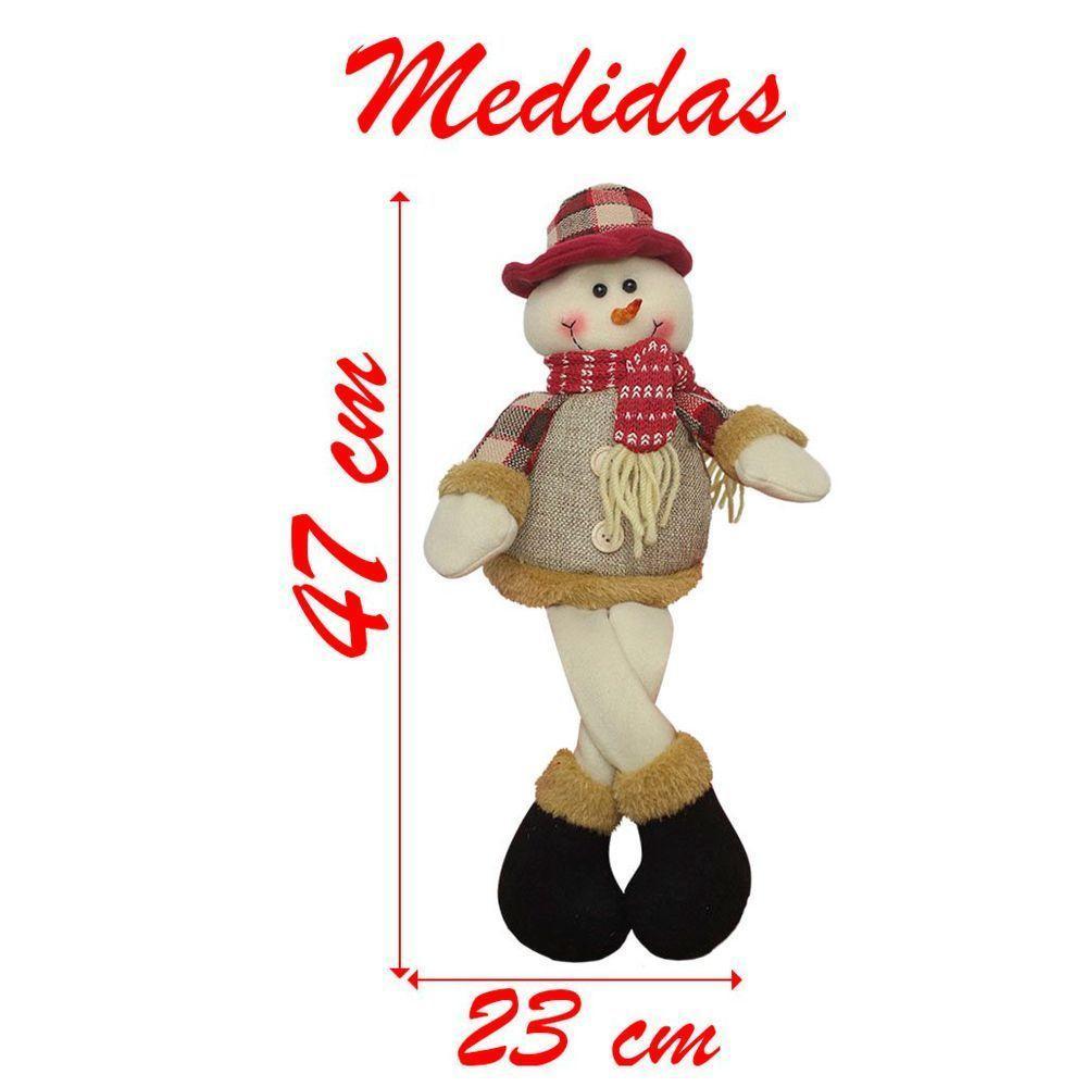 Boneco De Neve E Papai Noel Sentado Boneco Perna Mole Em Tecido - 4